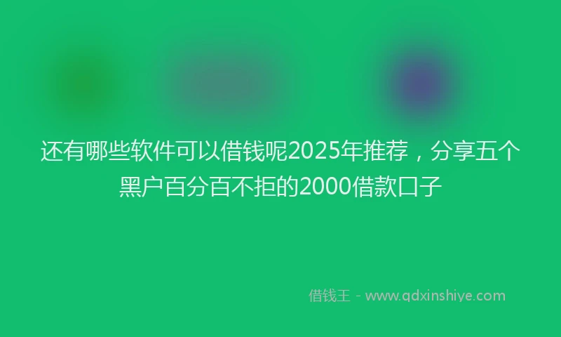 还有哪些软件可以借钱呢2025年推荐，分享五个黑户百分百不拒的2000借款口子