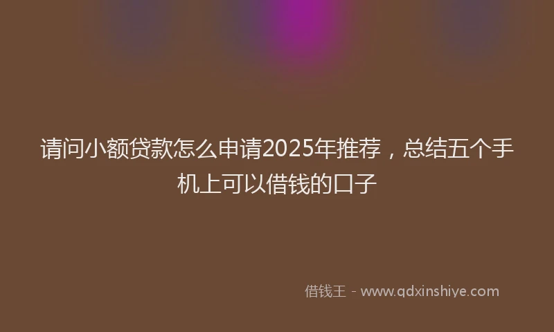 请问小额贷款怎么申请2025年推荐，总结五个手机上可以借钱的口子