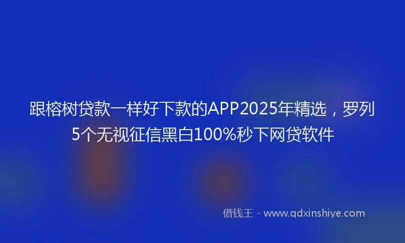 跟榕树贷款一样好下款的APP2025年精选，罗列5个无视征信黑白100%秒下网贷软件