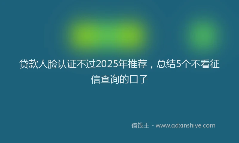 贷款人脸认证不过2025年推荐，总结5个不看征信查询的口子
