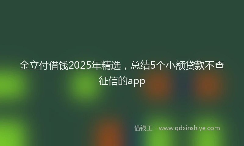 金立付借钱2025年精选，总结5个小额贷款不查征信的app