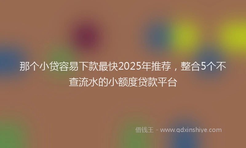 那个小贷容易下款最快2025年推荐，整合5个不查流水的小额度贷款平台
