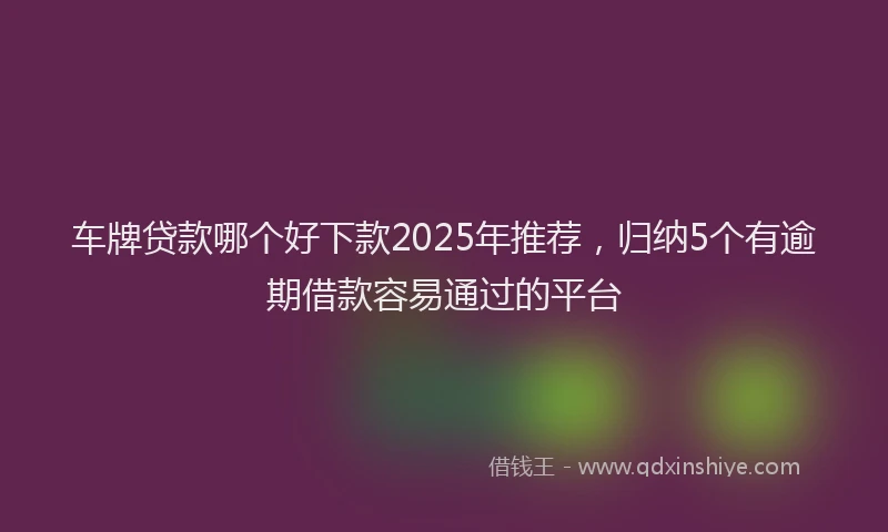 车牌贷款哪个好下款2025年推荐，归纳5个有逾期借款容易通过的平台
