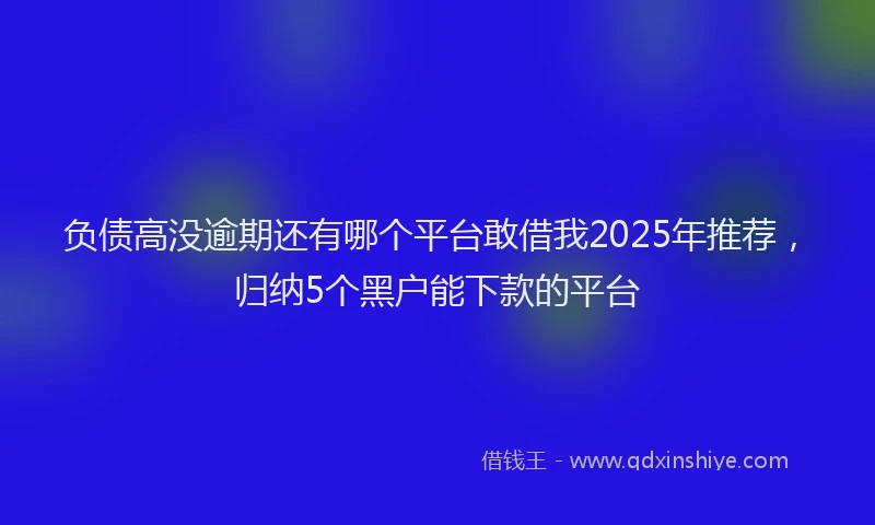 负债高没逾期还有哪个平台敢借我2025年推荐，归纳5个黑户能下款的平台