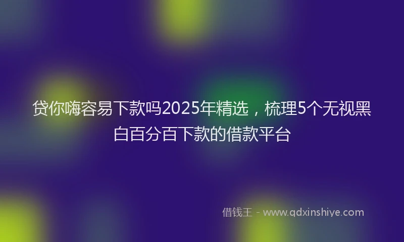 贷你嗨容易下款吗2025年精选，梳理5个无视黑白百分百下款的借款平台