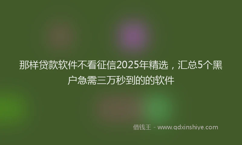 那样贷款软件不看征信2025年精选，汇总5个黑户急需三万秒到的的软件