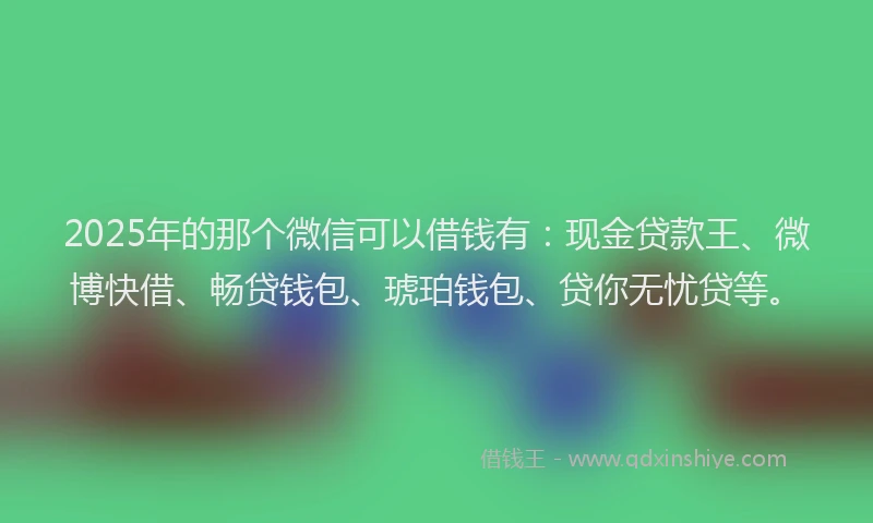2025年的那个微信可以借钱有：现金贷款王、微博快借、畅贷钱包、琥珀钱包、贷你无忧贷等。