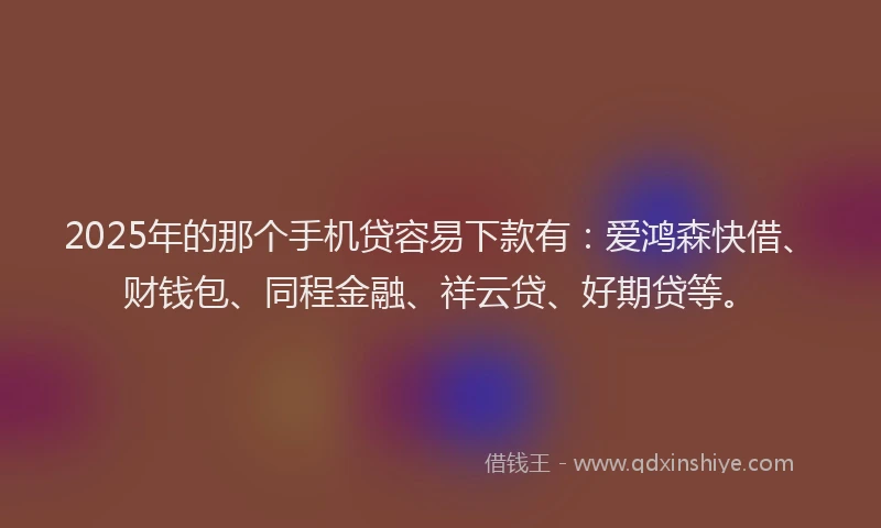 2025年的那个手机贷容易下款有：爱鸿森快借、财钱包、同程金融、祥云贷、好期贷等。