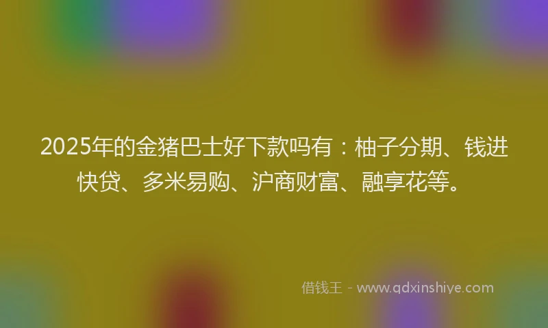 2025年的金猪巴士好下款吗有：柚子分期、钱进快贷、多米易购、沪商财富、融享花等。