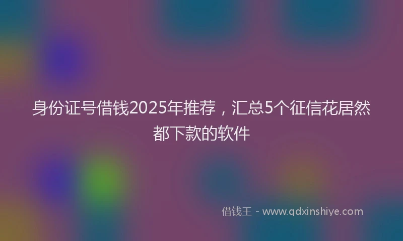 身份证号借钱2025年推荐，汇总5个征信花居然都下款的软件