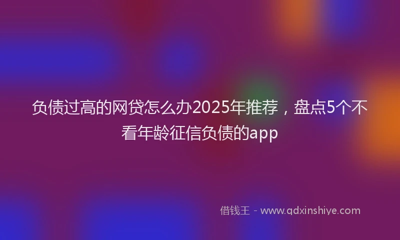 负债过高的网贷怎么办2025年推荐，盘点5个不看年龄征信负债的app