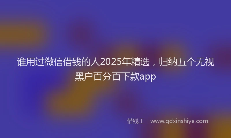 谁用过微信借钱的人2025年精选，归纳五个无视黑户百分百下款app