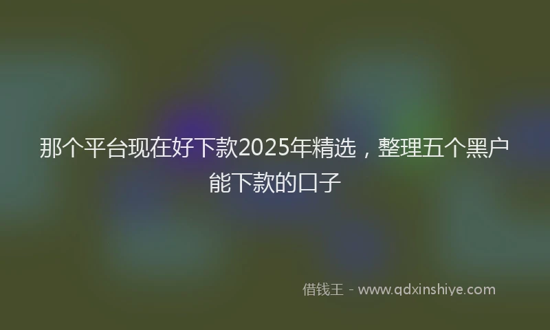 那个平台现在好下款2025年精选，整理五个黑户能下款的口子