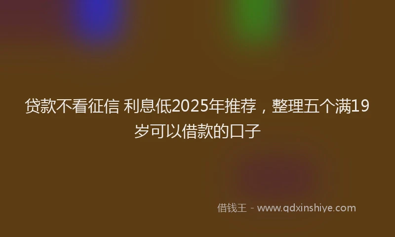 贷款不看征信 利息低2025年推荐，整理五个满19岁可以借款的口子