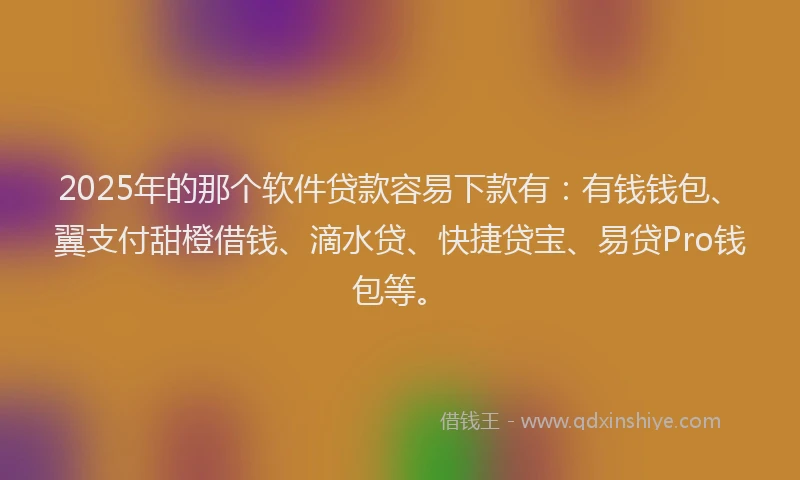 2025年的那个软件贷款容易下款有：有钱钱包、翼支付甜橙借钱、滴水贷、快捷贷宝、易贷Pro钱包等。