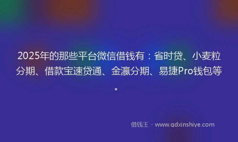 2025年的那些平台微信借钱有：省时贷、小麦粒分期、借款宝速贷通、金瀛分期、易捷Pro钱包等。