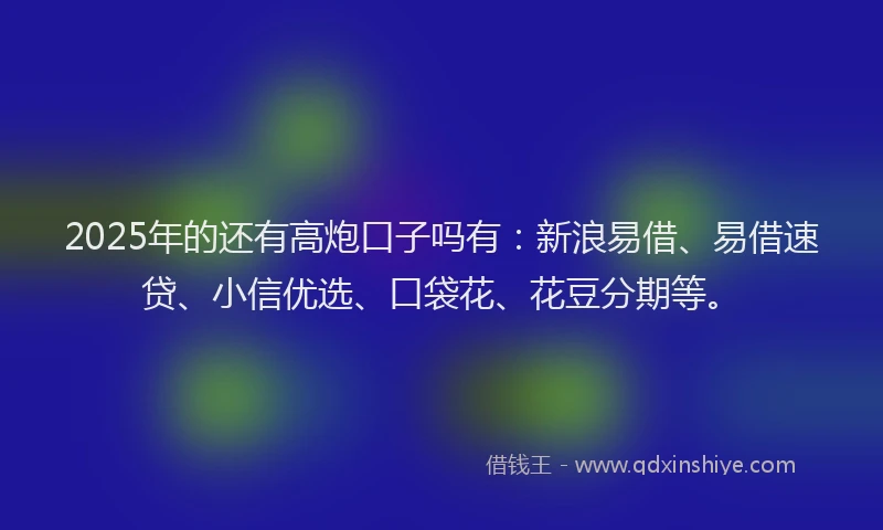 2025年的还有高炮口子吗有：新浪易借、易借速贷、小信优选、口袋花、花豆分期等。