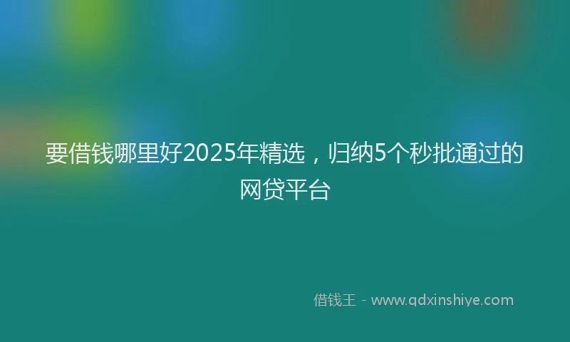 要借钱哪里好2025年精选，归纳5个秒批通过的网贷平台