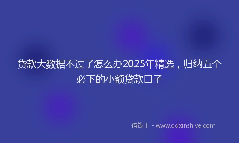 贷款大数据不过了怎么办2025年精选，归纳五个必下的小额贷款口子