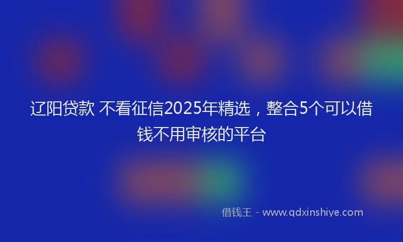 辽阳贷款 不看征信2025年精选，整合5个可以借钱不用审核的平台