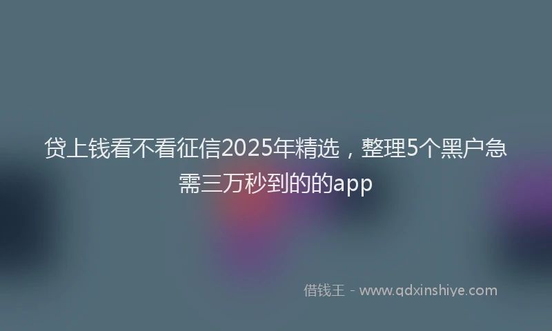 贷上钱看不看征信2025年精选，整理5个黑户急需三万秒到的的app