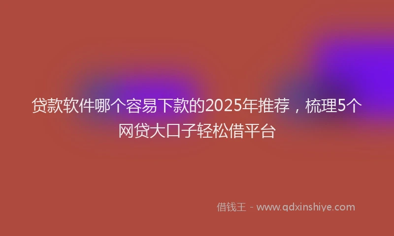 贷款软件哪个容易下款的2025年推荐，梳理5个网贷大口子轻松借平台