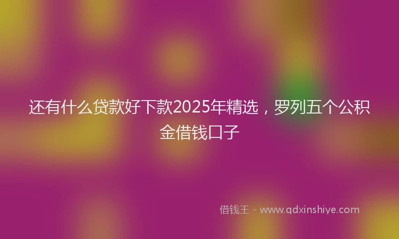 还有什么贷款好下款2025年精选，罗列五个公积金借钱口子