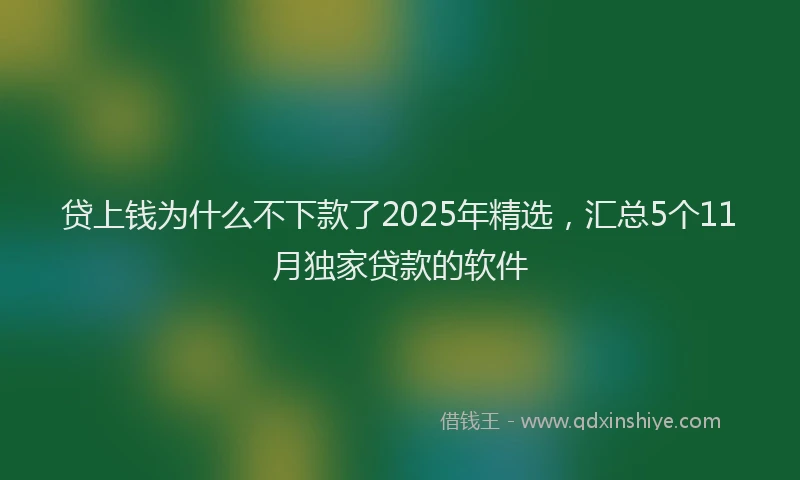贷上钱为什么不下款了2025年精选，汇总5个11月独家贷款的软件