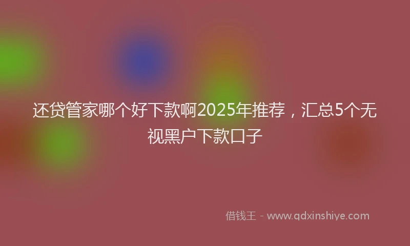 还贷管家哪个好下款啊2025年推荐，汇总5个无视黑户下款口子