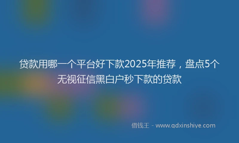 贷款用哪一个平台好下款2025年推荐，盘点5个无视征信黑白户秒下款的贷款