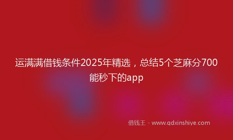 运满满借钱条件2025年精选，总结5个芝麻分700能秒下的app