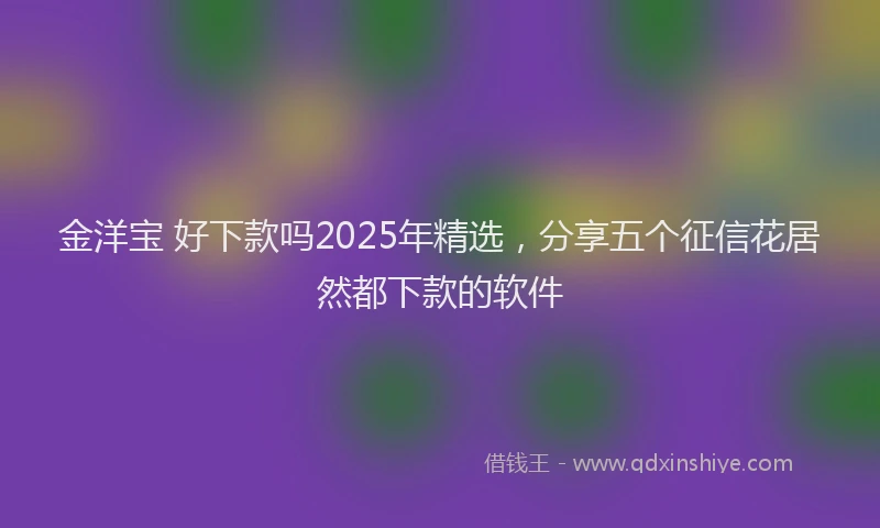金洋宝 好下款吗2025年精选，分享五个征信花居然都下款的软件