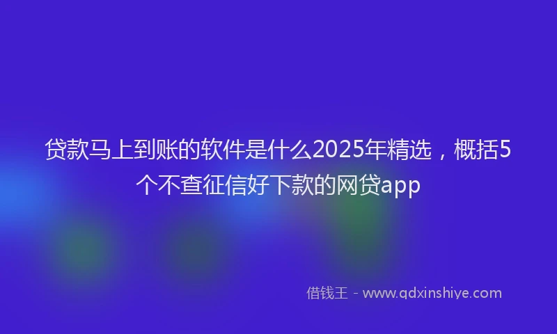 贷款马上到账的软件是什么2025年精选，概括5个不查征信好下款的网贷app