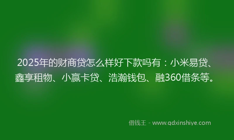 2025年的财商贷怎么样好下款吗有：小米易贷、鑫享租物、小赢卡贷、浩瀚钱包、融360借条等。