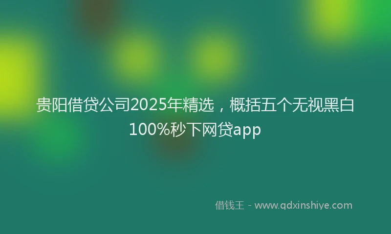 贵阳借贷公司2025年精选，概括五个无视黑白100%秒下网贷app
