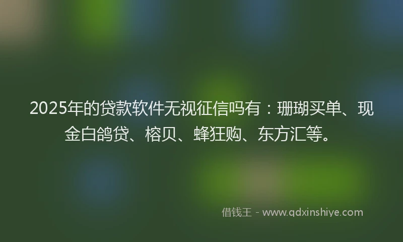 2025年的贷款软件无视征信吗有：珊瑚买单、现金白鸽贷、榕贝、蜂狂购、东方汇等。