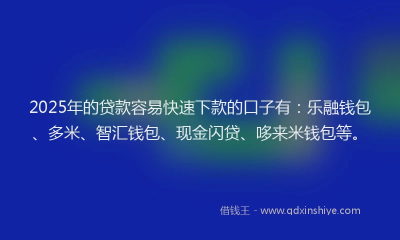 2025年的贷款容易快速下款的口子有：乐融钱包、多米、智汇钱包、现金闪贷、哆来米钱包等。