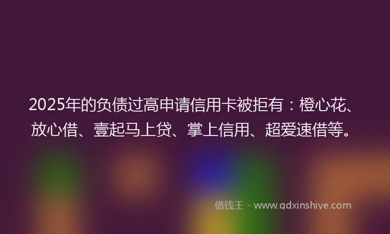 2025年的负债过高申请信用卡被拒有：橙心花、放心借、壹起马上贷、掌上信用、超爱速借等。