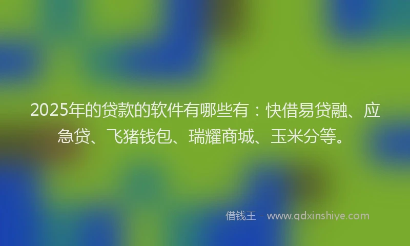 2025年的贷款的软件有哪些有：快借易贷融、应急贷、飞猪钱包、瑞耀商城、玉米分等。