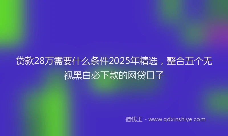 贷款28万需要什么条件2025年精选，整合五个无视黑白必下款的网贷口子