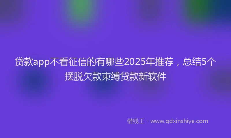贷款app不看征信的有哪些2025年推荐，总结5个摆脱欠款束缚贷款新软件