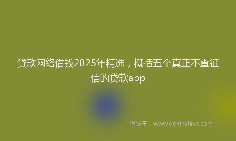 贷款网络借钱2025年精选，概括五个真正不查征信的贷款app