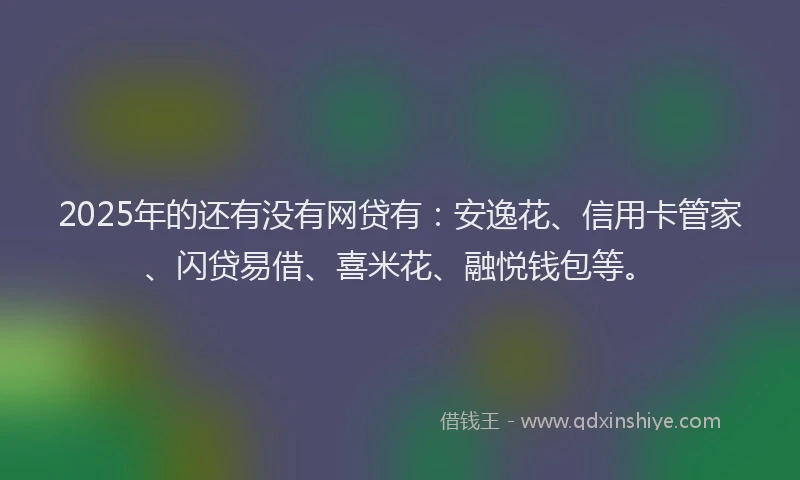 2025年的还有没有网贷有：安逸花、信用卡管家、闪贷易借、喜米花、融悦钱包等。