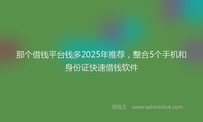那个借钱平台钱多2025年推荐，整合5个手机和身份证快速借钱软件
