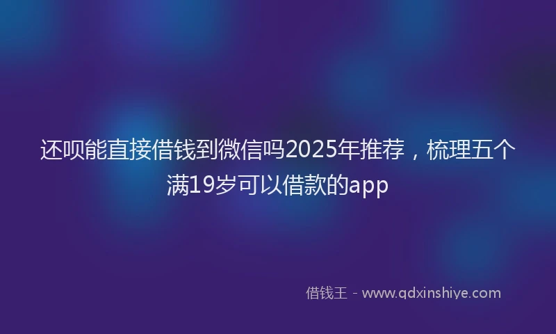 还呗能直接借钱到微信吗2025年推荐，梳理五个满19岁可以借款的app