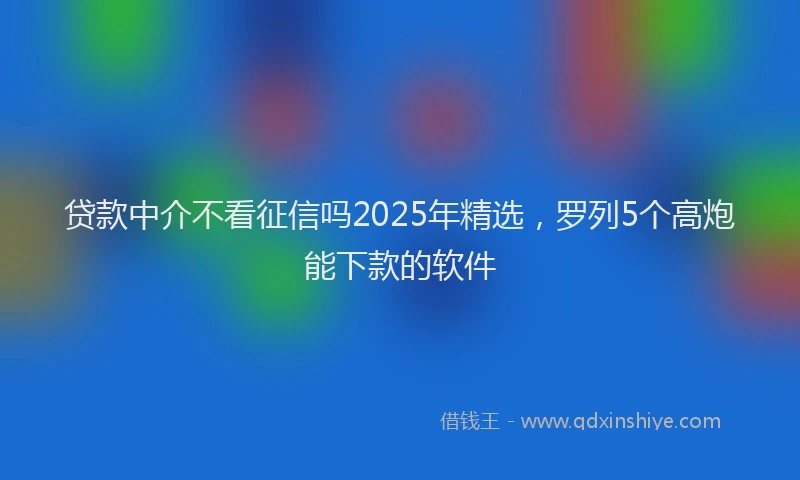 贷款中介不看征信吗2025年精选，罗列5个高炮能下款的软件