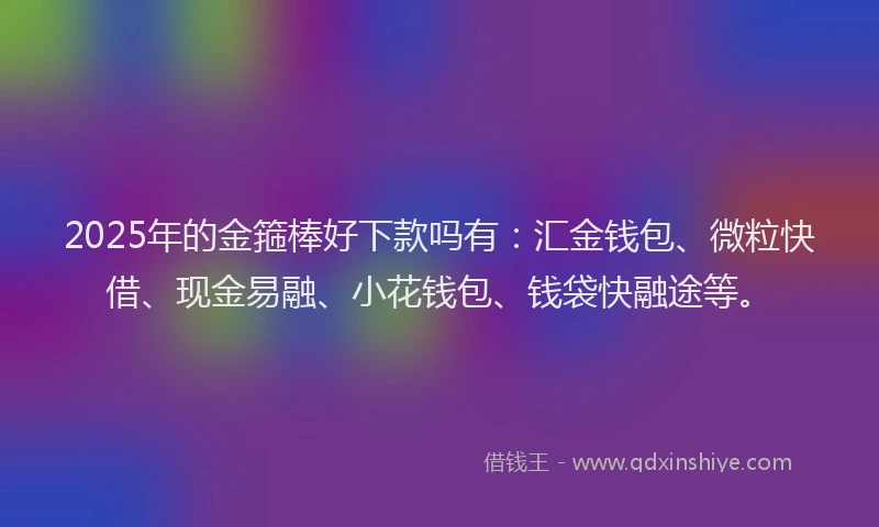 2025年的金箍棒好下款吗有：汇金钱包、微粒快借、现金易融、小花钱包、钱袋快融途等。