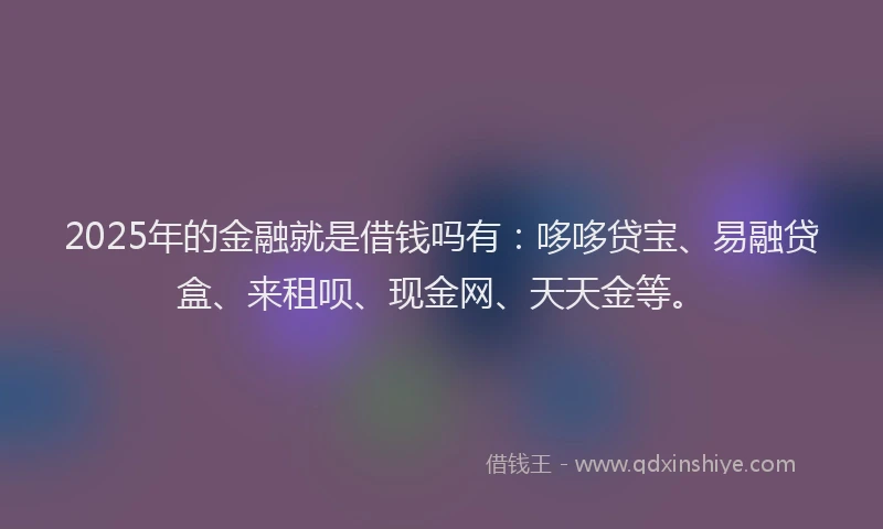 2025年的金融就是借钱吗有：哆哆贷宝、易融贷盒、来租呗、现金网、天天金等。