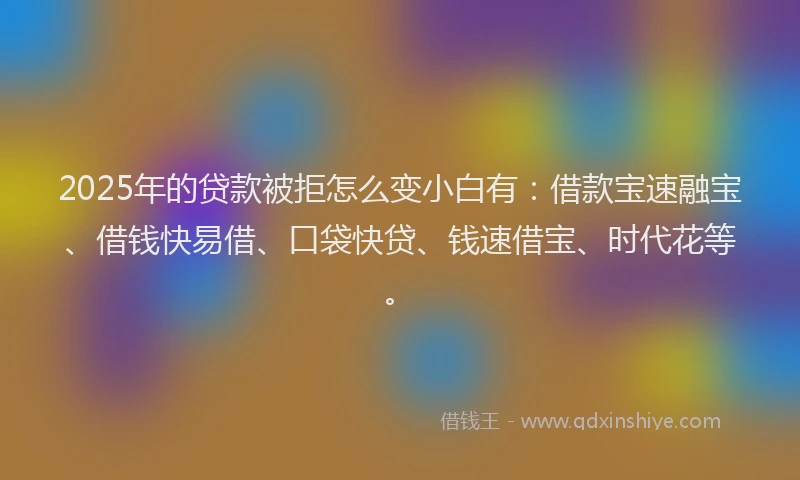 2025年的贷款被拒怎么变小白有：借款宝速融宝、借钱快易借、口袋快贷、钱速借宝、时代花等。