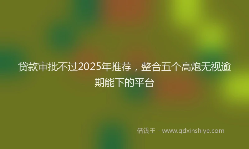 贷款审批不过2025年推荐，整合五个高炮无视逾期能下的平台